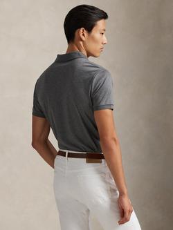 Polo Ralph Lauren Cotton Custom Slim Fit Short Sleeve Polo Shirt, Medium Flannel Heather - view 2, Medium Flannel Heather