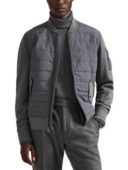 Polo Ralph Lauren Zip Through Hybrid Bomber Jacket, Fortress Grey Heather, Fortress Grey Heather