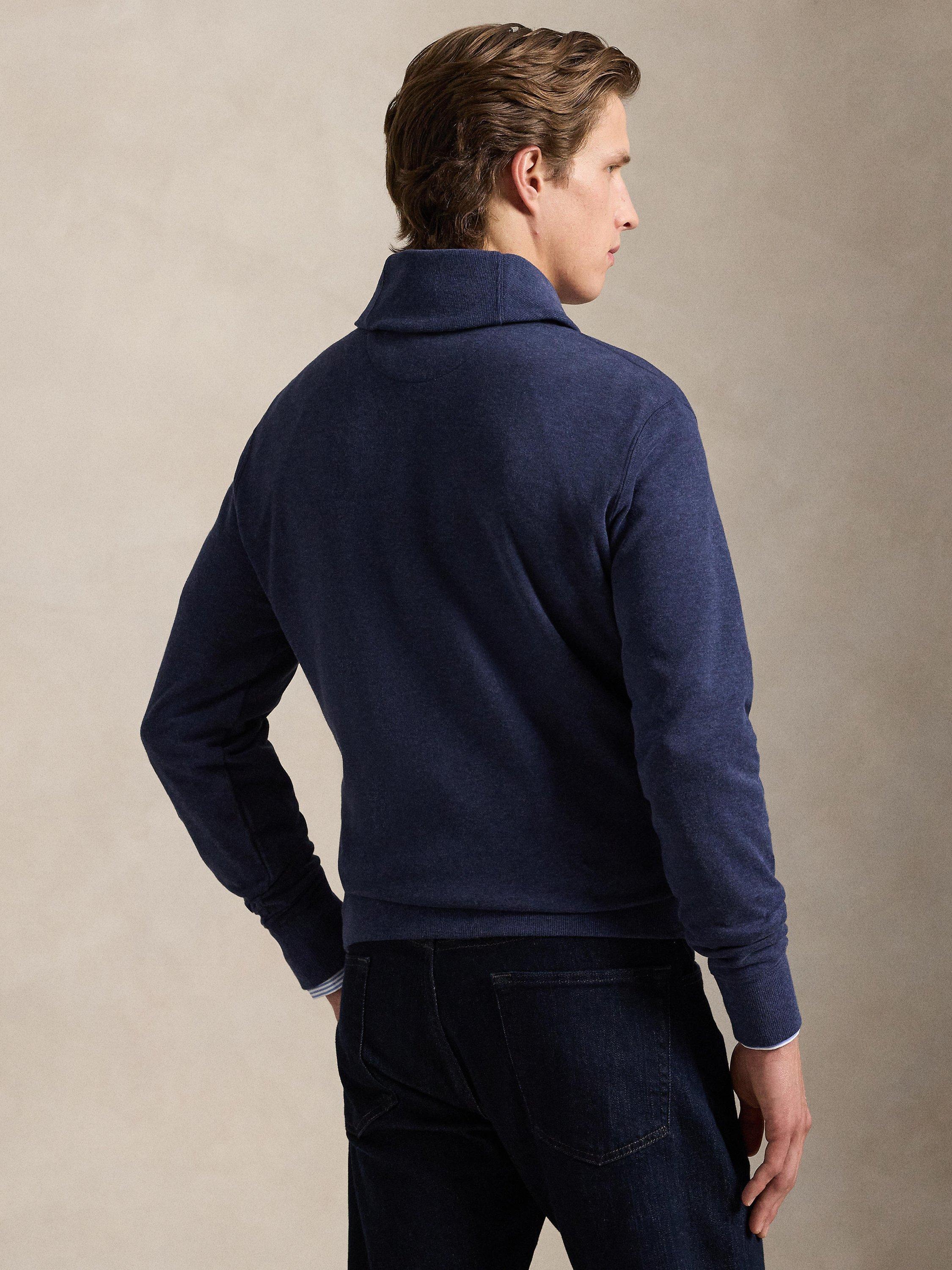 Product image 2 of 5, which shows Polo Ralph Lauren Cotton Blend Shawl-Collar Pullover Jumper, Spring Navy Heather, S