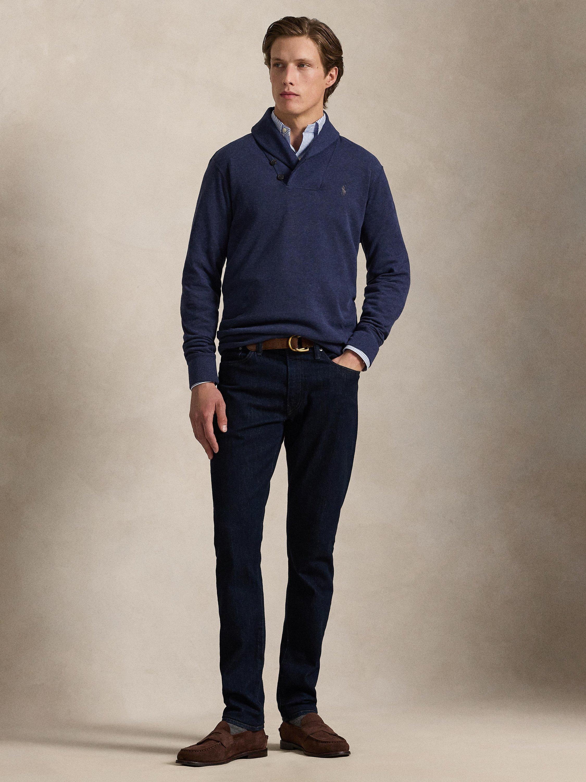 Product image 4 of 5, which shows Polo Ralph Lauren Cotton Blend Shawl-Collar Pullover Jumper, Spring Navy Heather, S
