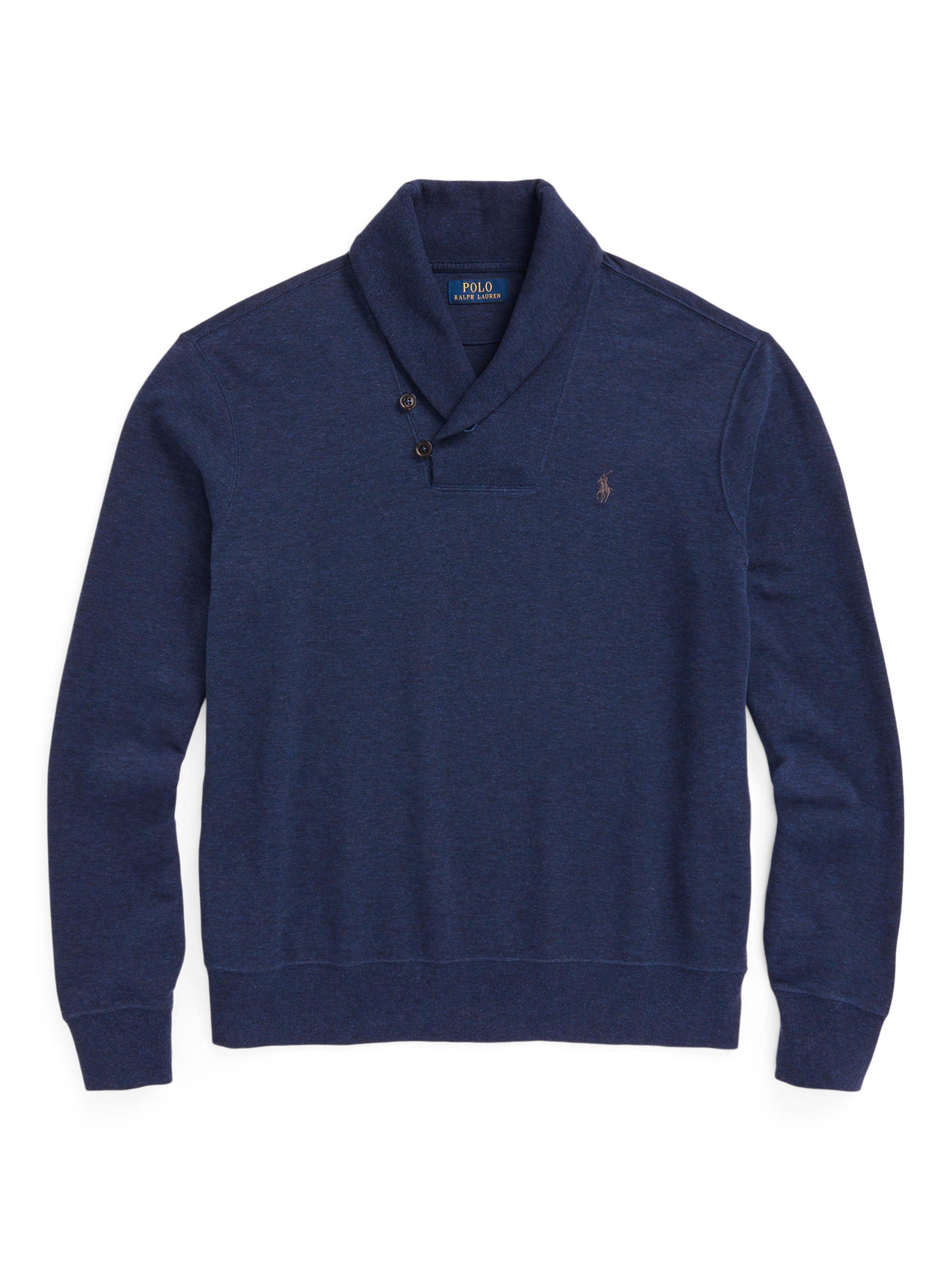 Product image 5 of 5, which shows Polo Ralph Lauren Cotton Blend Shawl-Collar Pullover Jumper, Spring Navy Heather, S