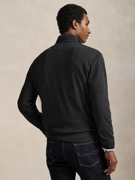 Polo Ralph Lauren Herringbone Half-Zip Jersey Top, Grey - view 2, Grey