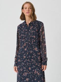Part Two Valinka Floral Long Sleeve Midi Shirt Dress, Navy/Multi