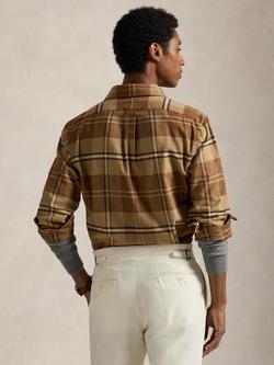Polo Ralph Lauren Cotton Blend Custom Slim Fit Plaid Check Shirt, Brown/Multi - view 2, Brown/Multi
