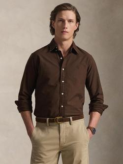 Ralph Lauren Polo Pure Cotton Long Sleeved Custom Fit Oxford Shirt, Nutmeg Brown, Nutmeg Brown