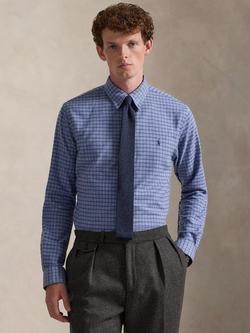 Polo Ralph Lauren Cotton Blend Custom Slim Fit Brushed Twill Plaid Check Shirt, Blue Heather/Multi