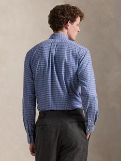 Polo Ralph Lauren Cotton Blend Custom Slim Fit Brushed Twill Plaid Check Shirt - view 2, Blue Heather/Multi