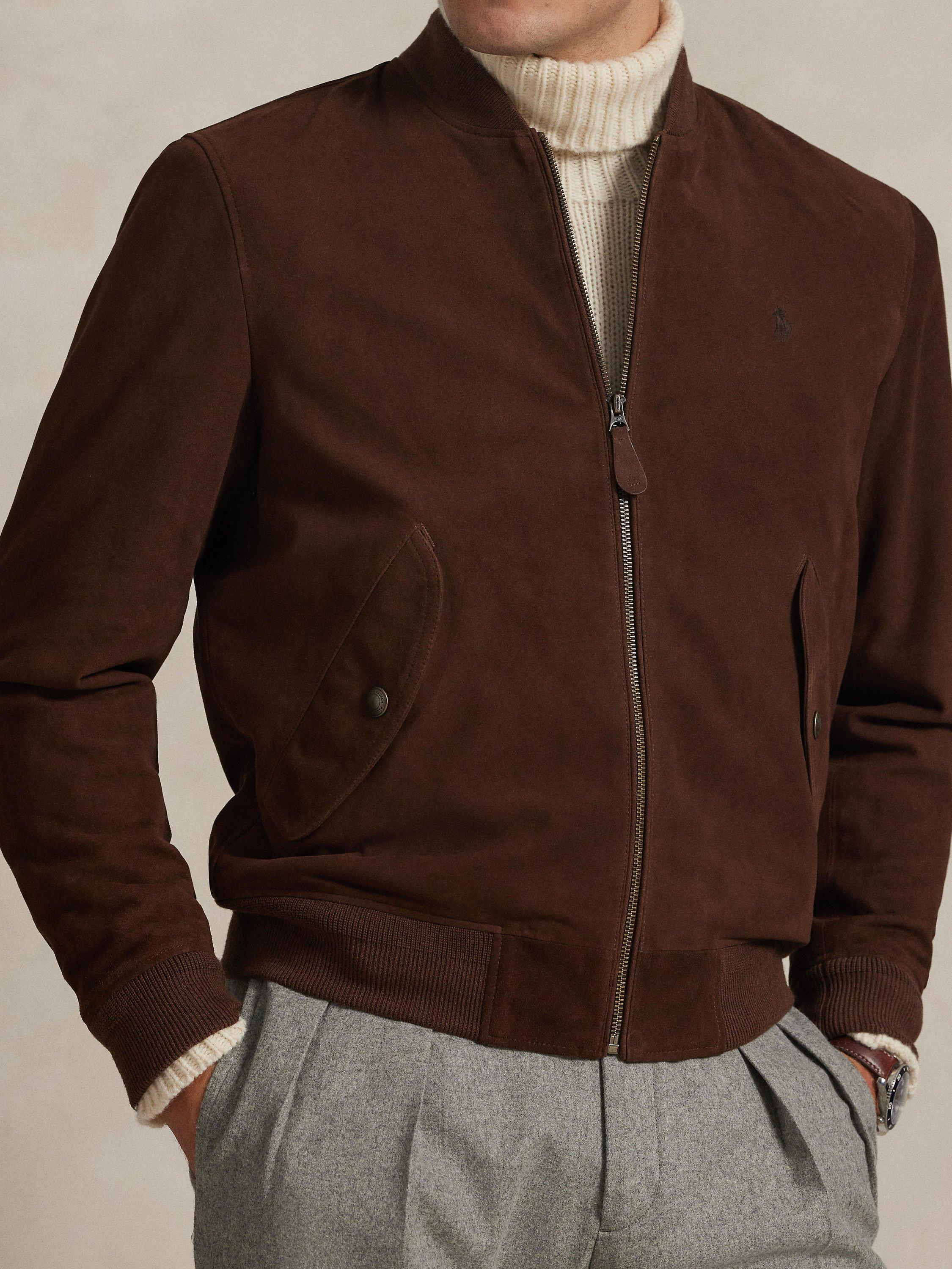 Product image 3 of 6, which shows Polo Ralph Lauren Suede Flight Jacket, Cooper Brown, S