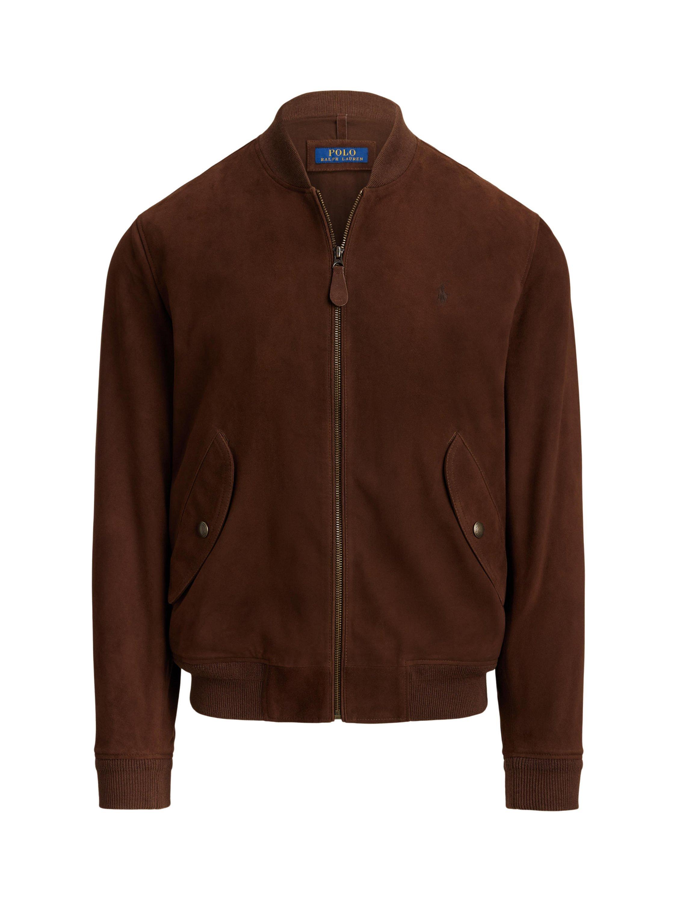 Product image 6 of 6, which shows Polo Ralph Lauren Suede Flight Jacket, Cooper Brown, S