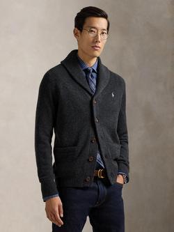 Polo Ralph Lauren Wool Cashmere Shawl Neck Cardigan, Dark Granite Heather, Dark Granite Heather