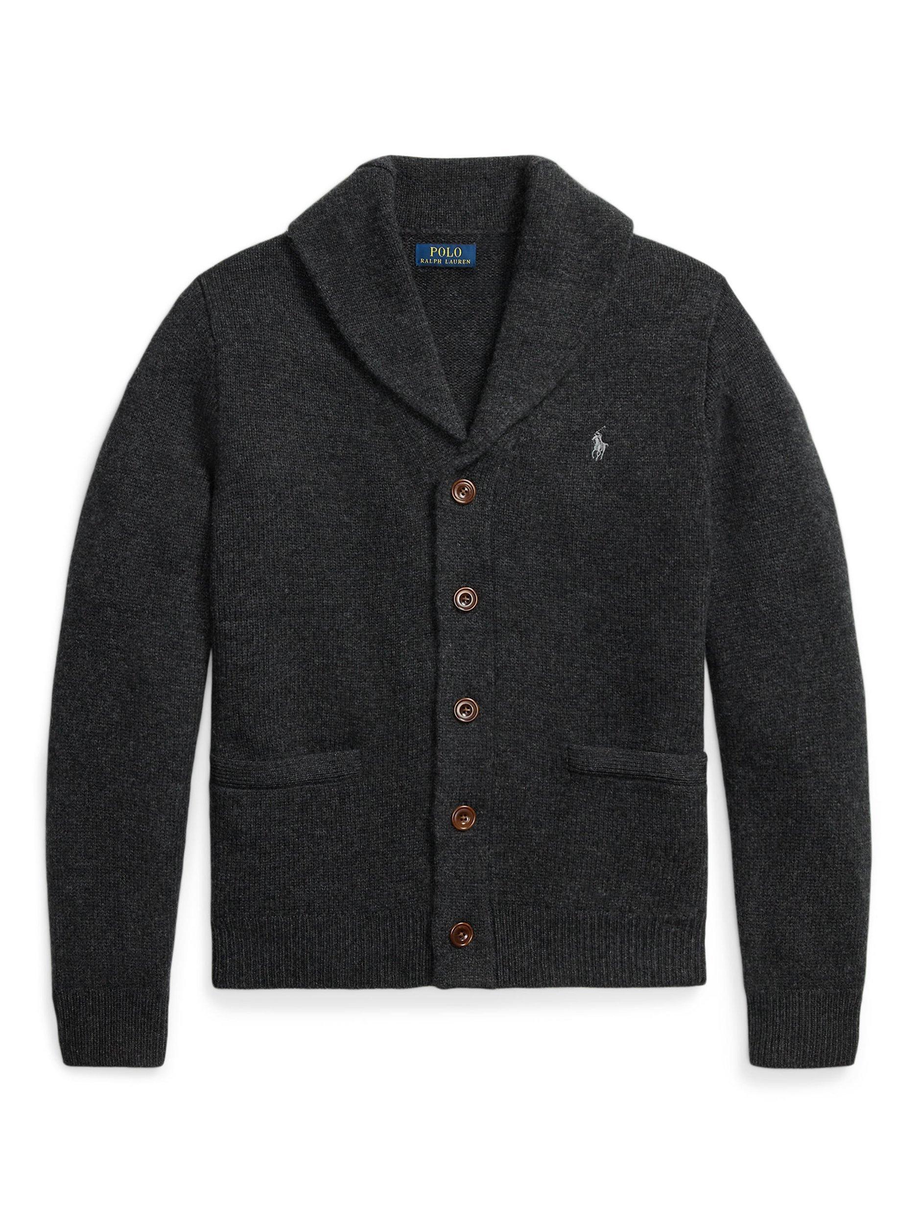 Polo Ralph Lauren Wool Cashmere Shawl Neck Cardigan, Dark Granite