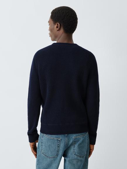 Polo Ralph Lauren Waffle Knit Textured Crew Neck Jumper, Hunter Navy - view 2, Hunter Navy