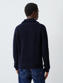 Polo Ralph Lauren Wool with Cotton Waffle Knit Texture Half-Zip Jumper, Hunter Navy - view 2, Hunter Navy