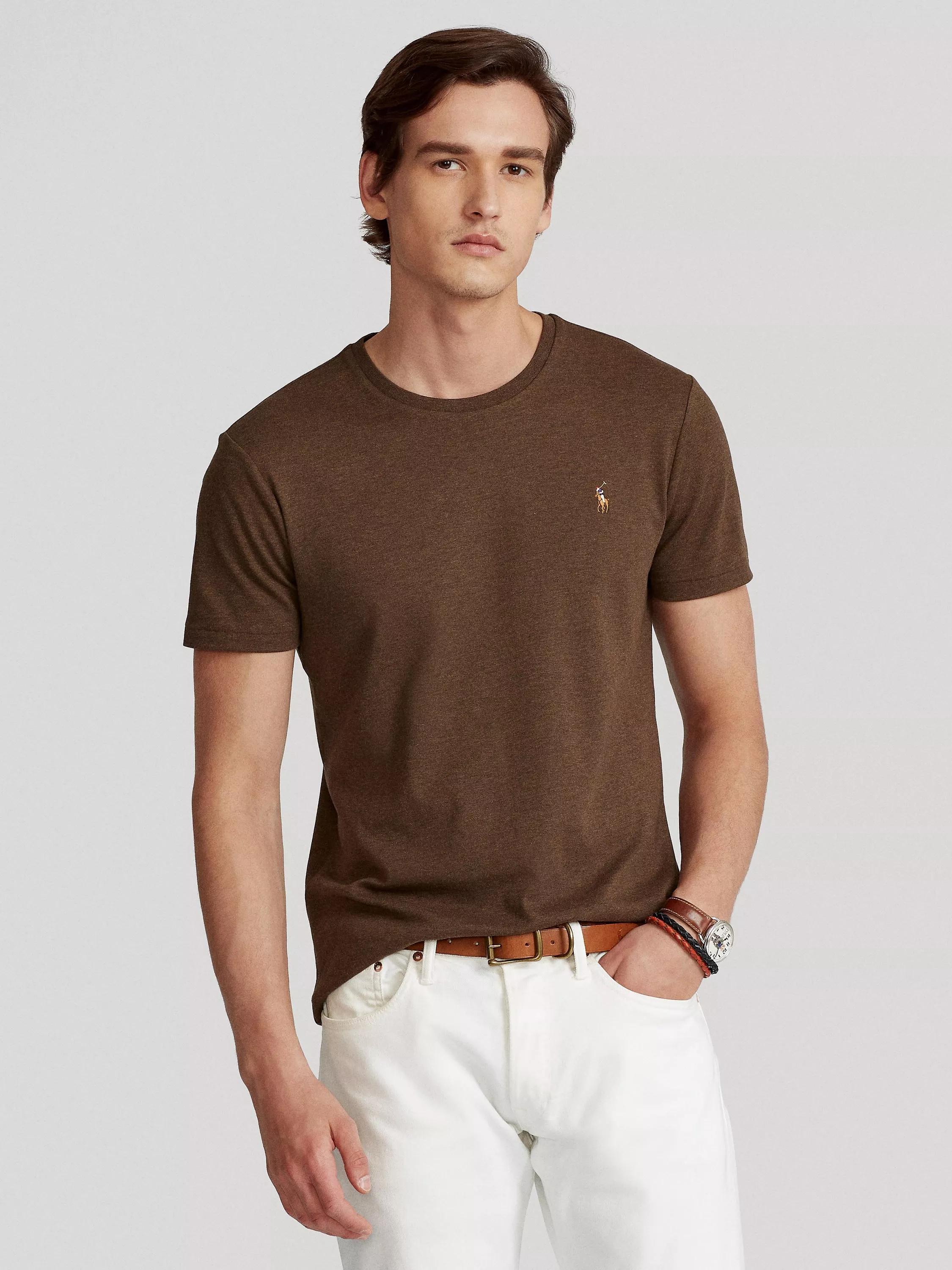 Polo Ralph Lauren Cotton Custom Slim Fit Short Sleeve T-Shirt, Nutmeg, LStore FinderOpen Menu