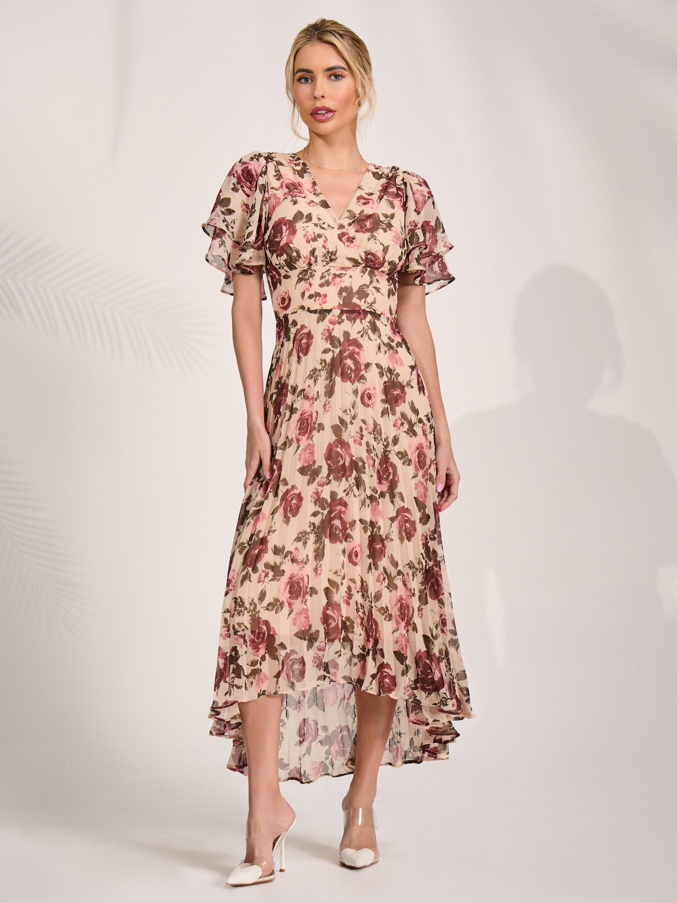 white christmas dresses 1971 Giorgio Sant' Angelo Watercolor Chiffon & Suede Angel-Sleeve Wrap