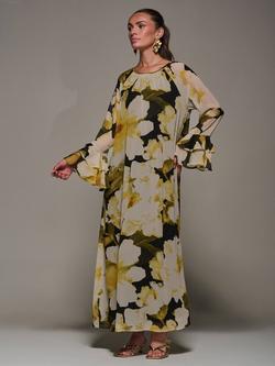 Jolie Moi Floral Chiffon Shift Maxi Dress, Black/Multi, Black/Multi