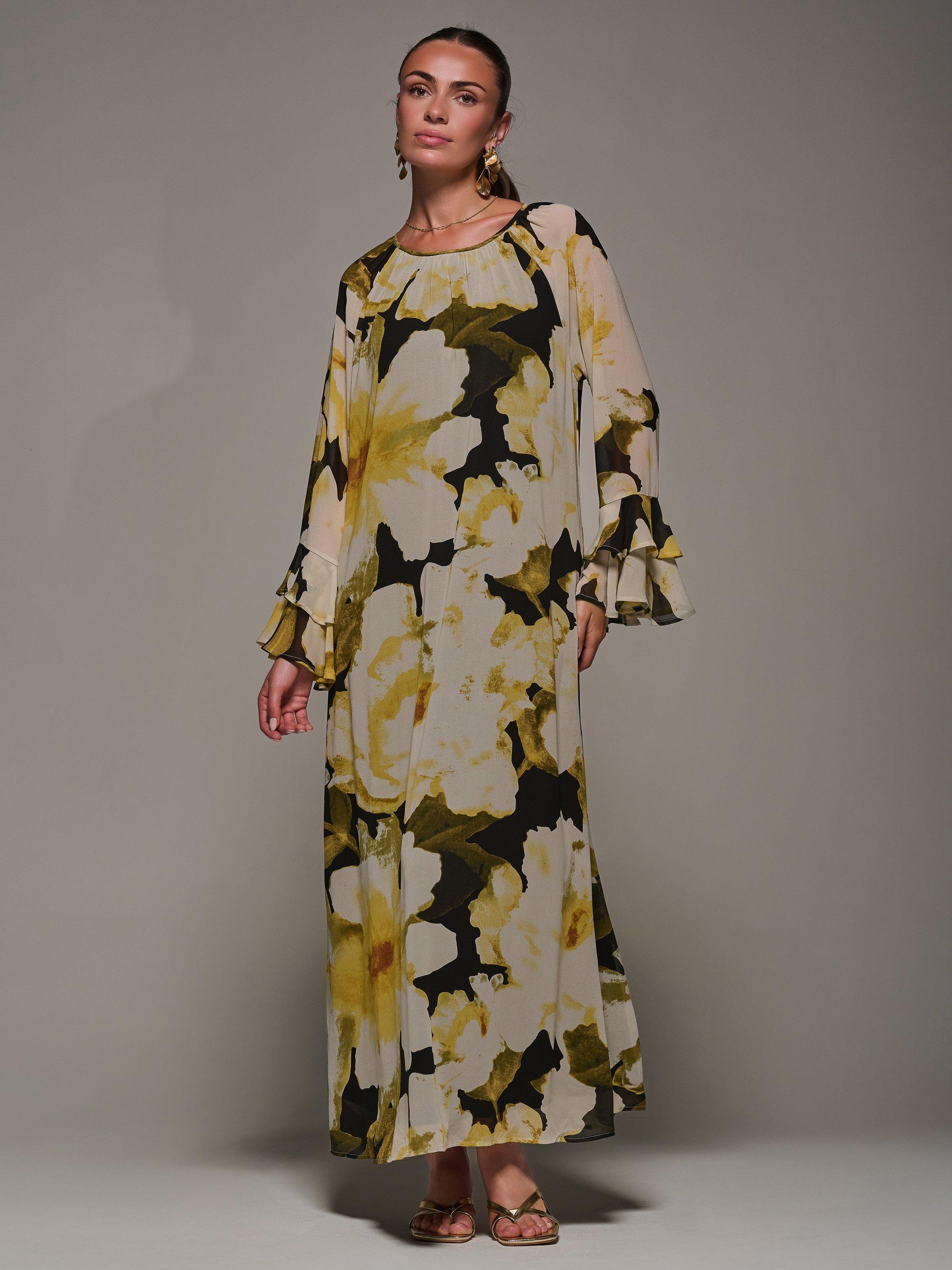 Product image 3 of 7, which shows Jolie Moi Floral Chiffon Shift Maxi Dress, Black/Multi, 8