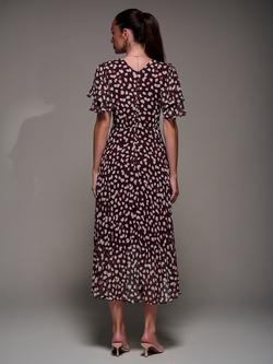 Jolie Moi Abstract Pleated Chiffon Midaxi Dress, Purple Multi - view 2, Purple Multi