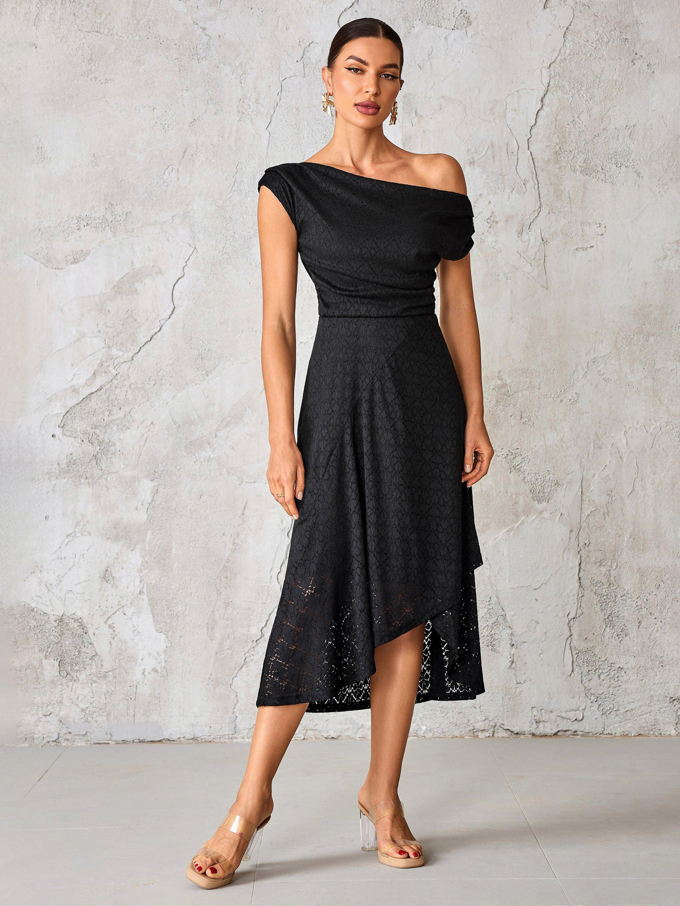 yuri asymmetric drape midaxi dress Asymmetric Draped Mesh Midaxi Dress, Pink Abstract – Jolie Moi Retail main image 0