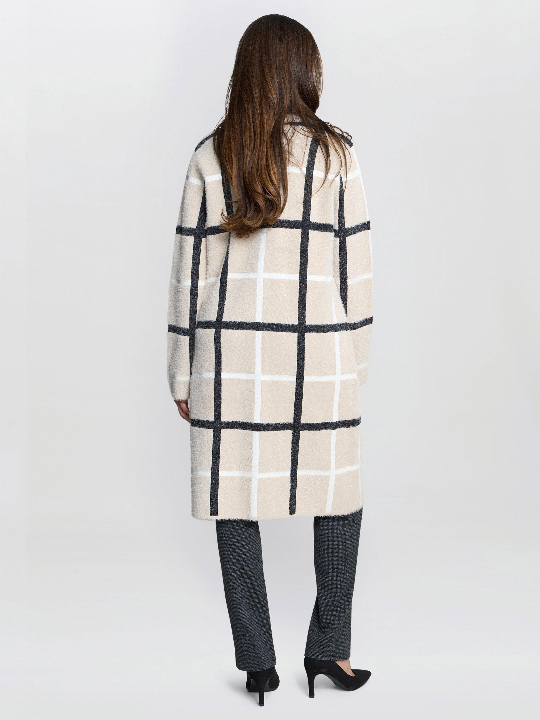 Product image 2 of 6, which shows Gina Bacconi Winslet Oversized Check Coat, Black/Beige, S