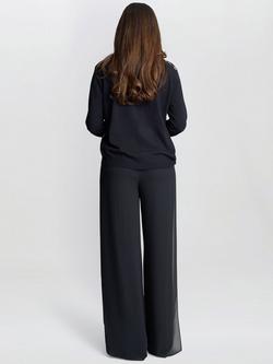 Gina Bacconi Vilma Floral Satin Front Cardigan, Black - view 2, Black