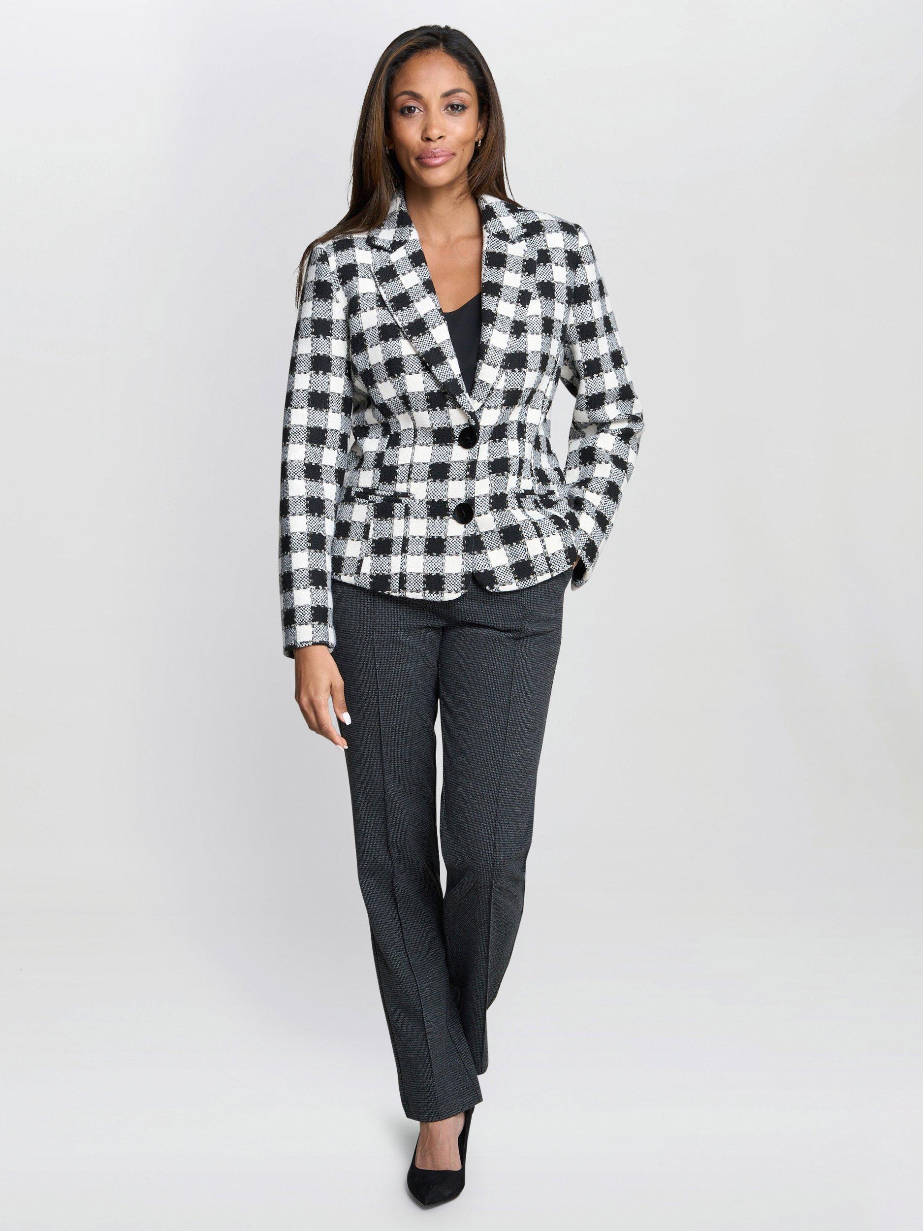 Product image 1 of 6, which shows Gina Bacconi Alise Tweed Jacket, Black/White, S