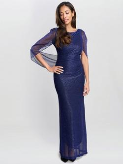 Gina Bacconi Joanna Metallic Knit Maxi Dress, Cobalt, Cobalt