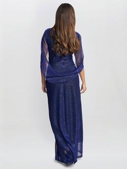 Gina Bacconi Joanna Metallic Knit Maxi Dress, Cobalt - view 2, Cobalt