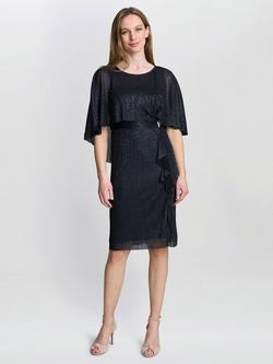 Gina Bacconi Sonya Cape Sleeve Dress, Navy, Navy