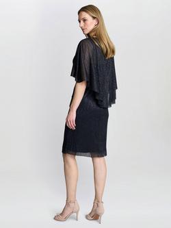 Gina Bacconi Sonya Cape Sleeve Dress, Navy - view 2, Navy