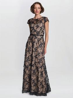 Gina Bacconi Kiera Floral Maxi Dress, Black/Natural, Black/Natural
