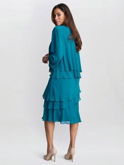 Gina Bacconi Lola Jacket & Asymmetric Triple Tiered Dress, Teal - view 2, Teal