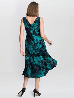 Gina Bacconi Beth Floral A Line Dress, Black/Blue - view 2, Black/Blue