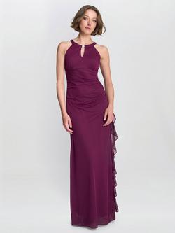 Gina Bacconi Halter Neck Jersey Maxi Dress, Wine, Wine