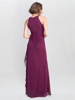 Gina Bacconi Halter Neck Jersey Maxi Dress, Wine - view 2, Wine