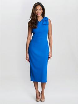 Gina Bacconi Maddie Ruffle Shoulder Dress, Blue, Blue