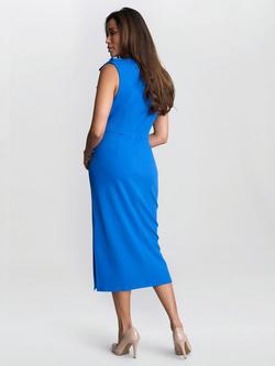 Gina Bacconi Maddie Ruffle Shoulder Dress, Blue - view 2, Blue