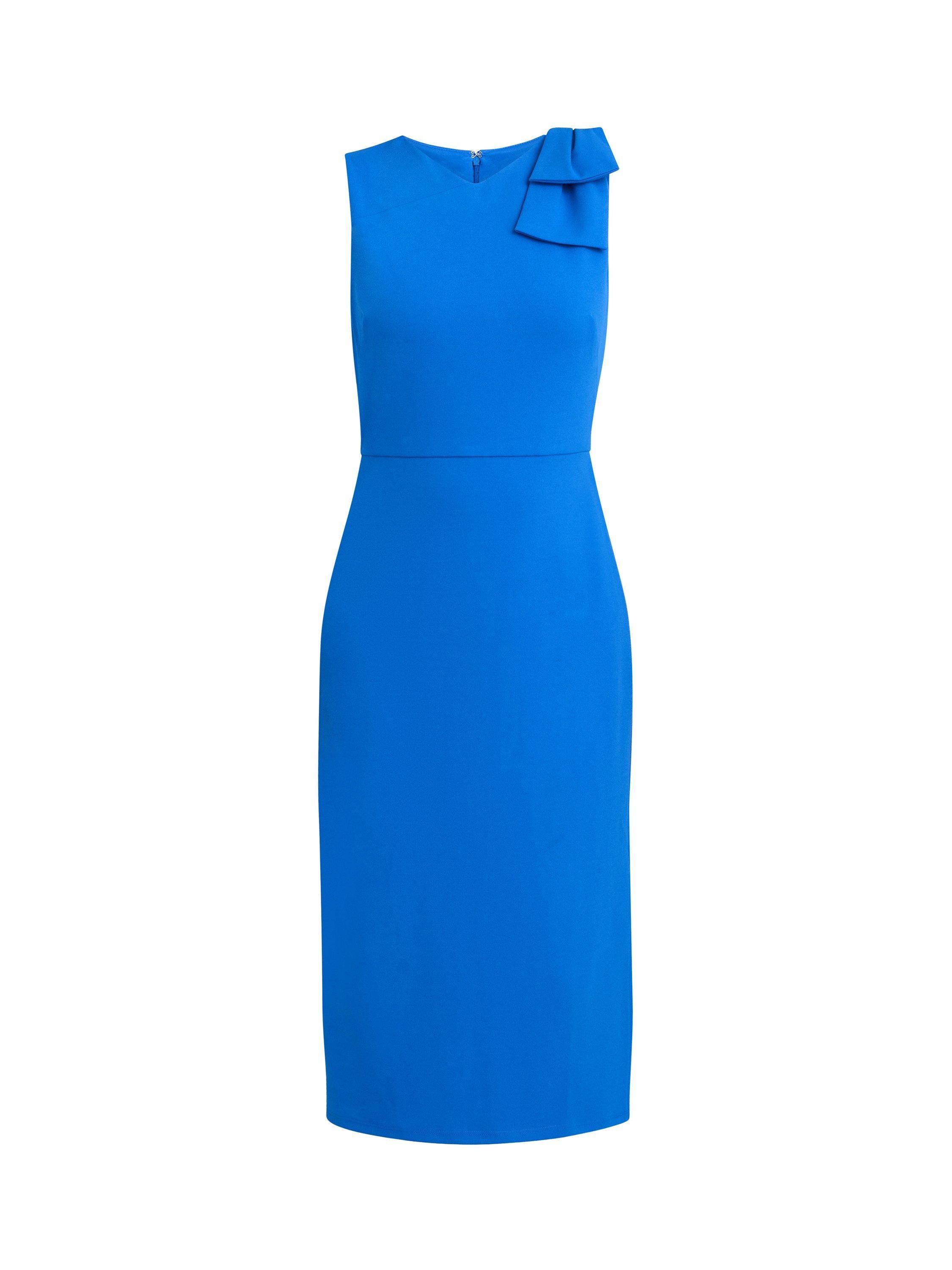 Gina Bacconi Maddie Ruffle Shoulder Dress, Blue