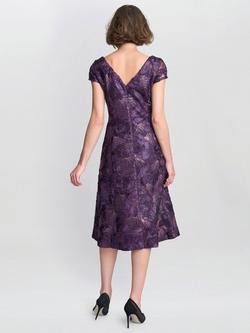 Gina Bacconi Abella Illusion Jewel Floral Dress, Eggplant - view 2, Eggplant