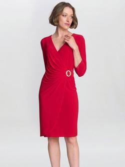 Gina Bacconi Tilda V-Neck Jersey Dress, Red, Red