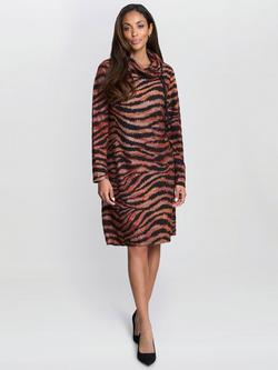 Gina Bacconi Aisling Animal Print Dress, Brown, Brown