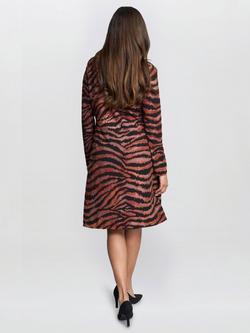 Gina Bacconi Aisling Animal Print Dress, Brown - view 2, Brown