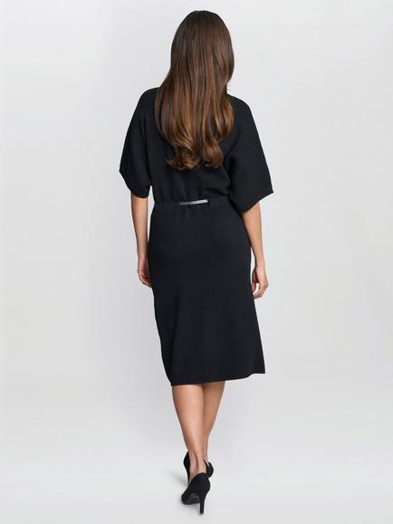 Gina Bacconi Soft Knit Midi Dress, Black - view 2, Black