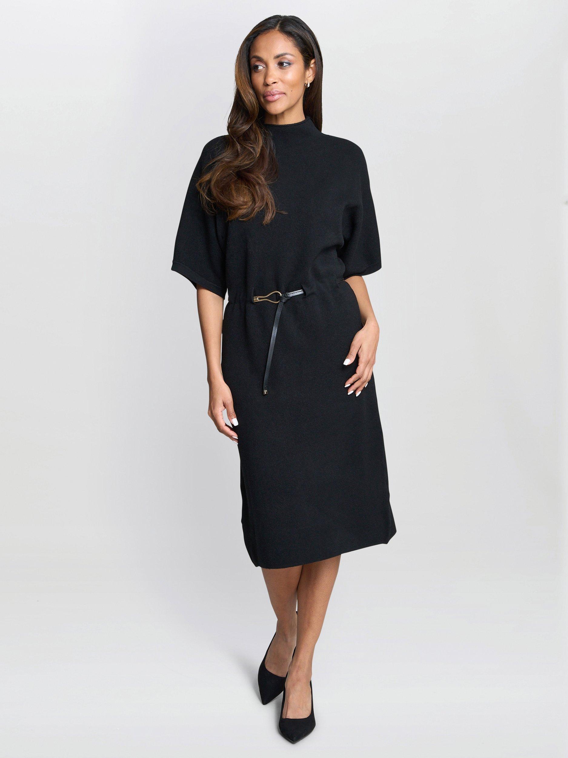 Product image 3 of 6, which shows Gina Bacconi Soft Knit Midi Dress, Black, S