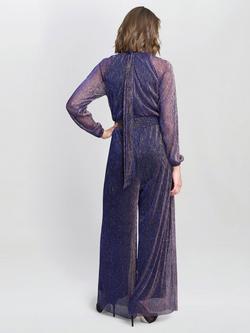 Gina Bacconi Kylie Metallic Jumpsuit, Pink/Cobalt - view 2, Pink/Cobalt