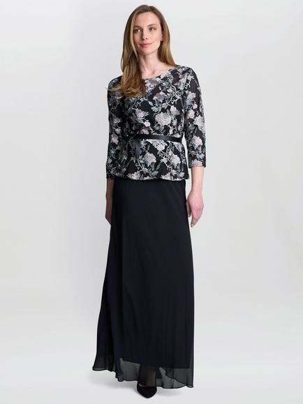 Gina Bacconi Bernice Chiffon Maxi Skirt, Black, Black