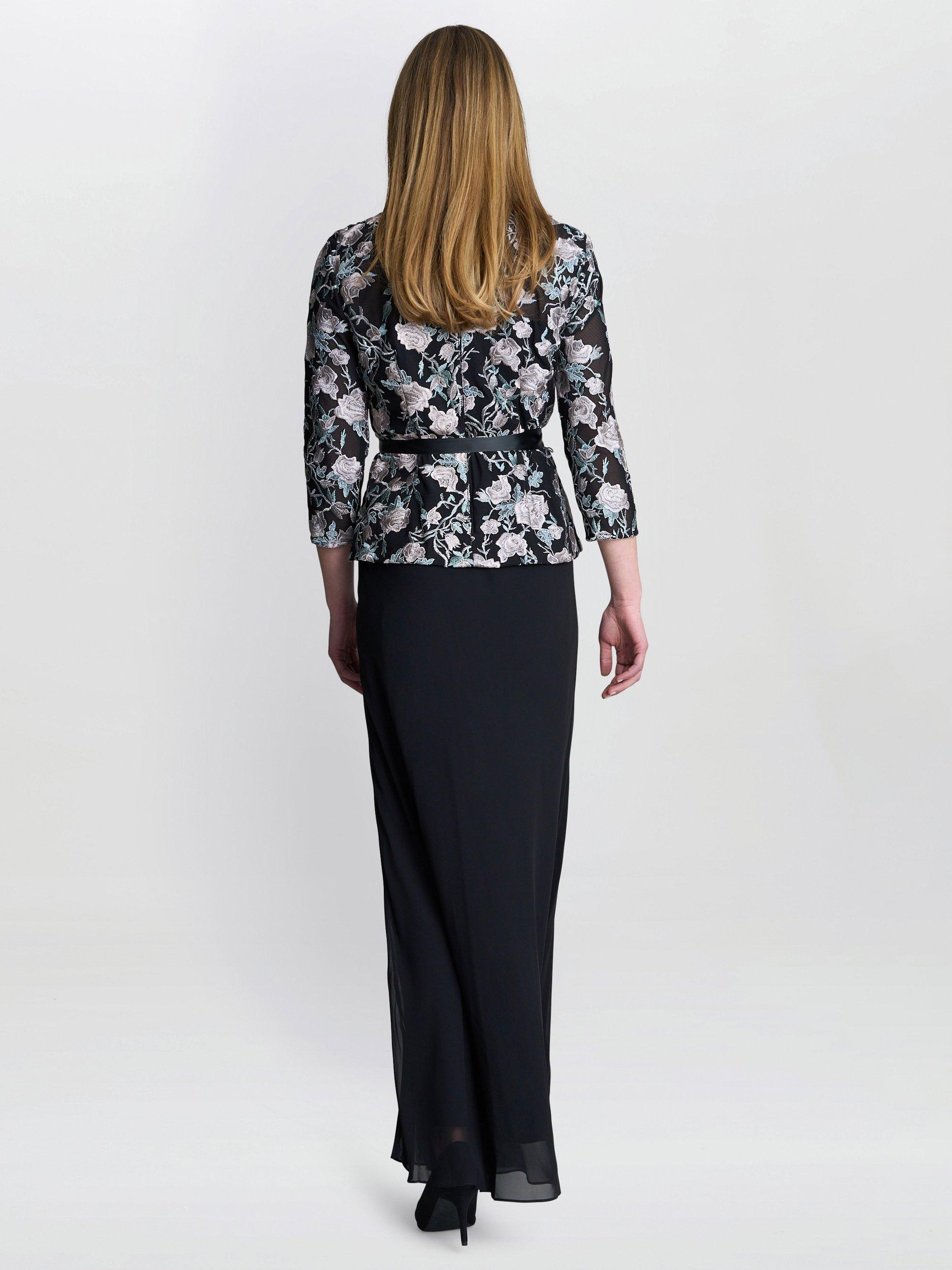 Product image 2 of 5, which shows Gina Bacconi Bernice Chiffon Maxi Skirt, Black, S