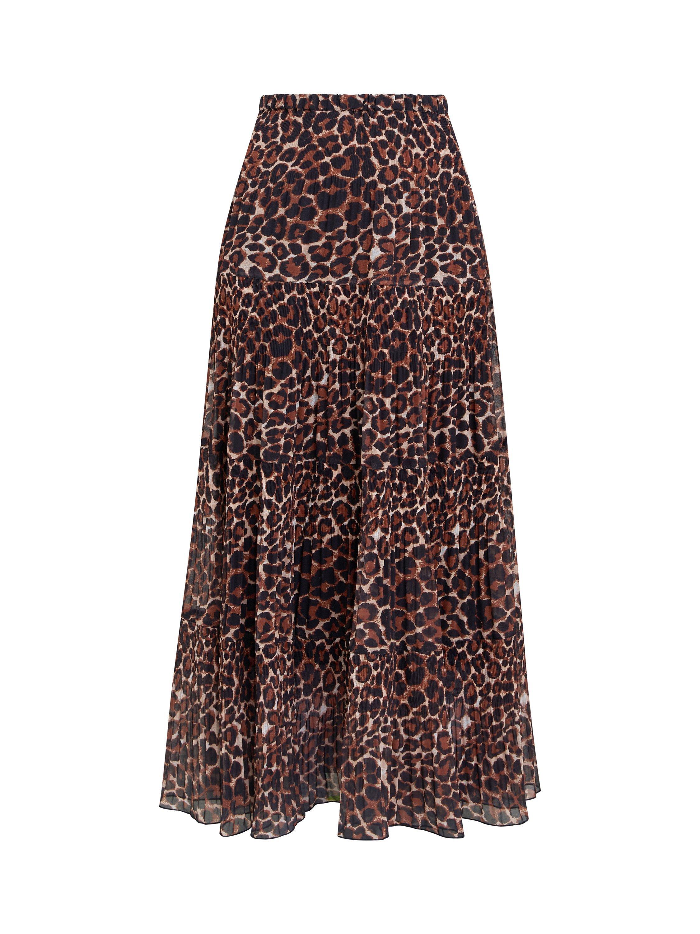 Product image 4 of 7, which shows Gina Bacconi Leopard Print Maxi Skirt, Brown, M