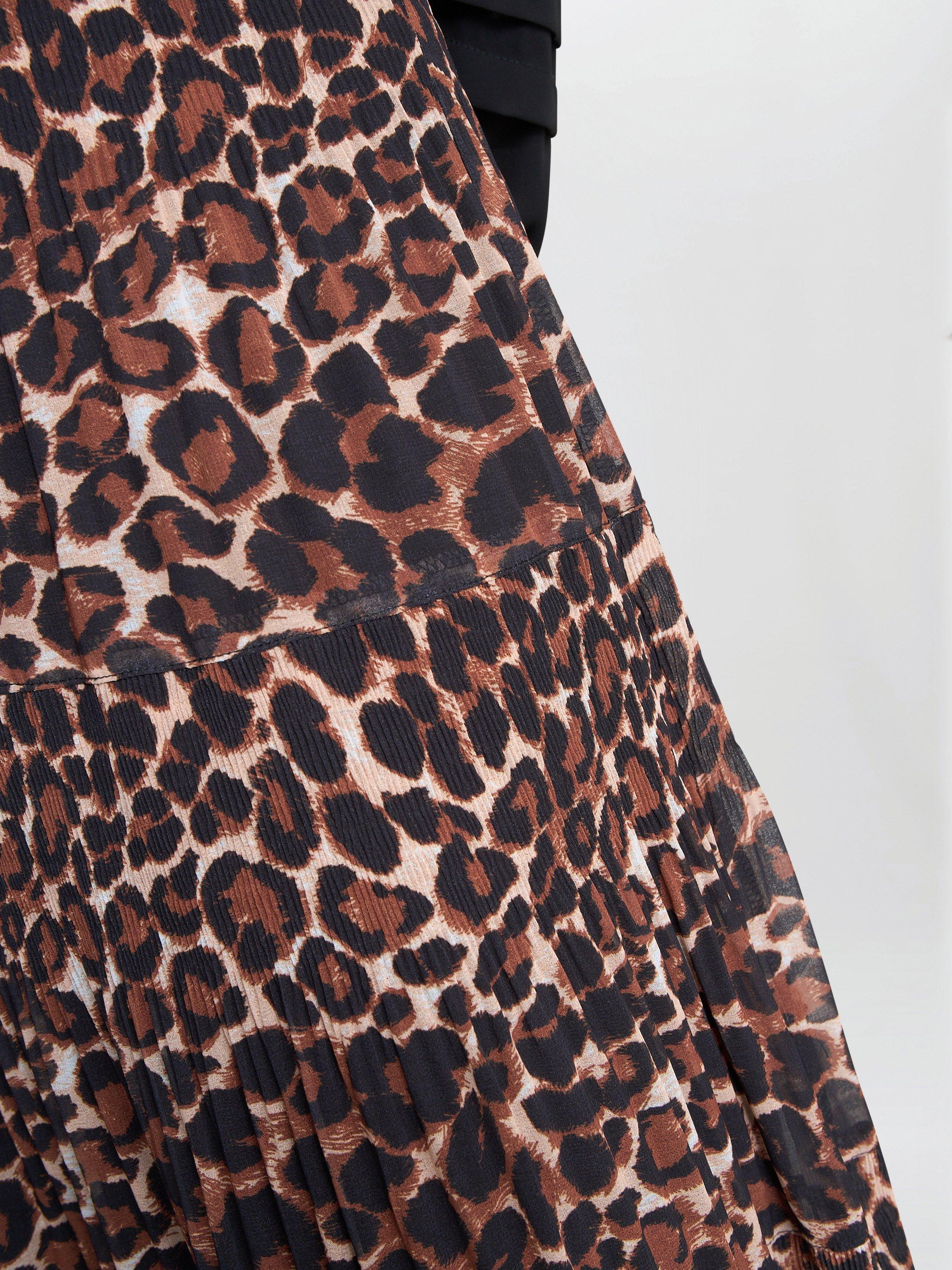 Product image 5 of 7, which shows Gina Bacconi Leopard Print Maxi Skirt, Brown, M