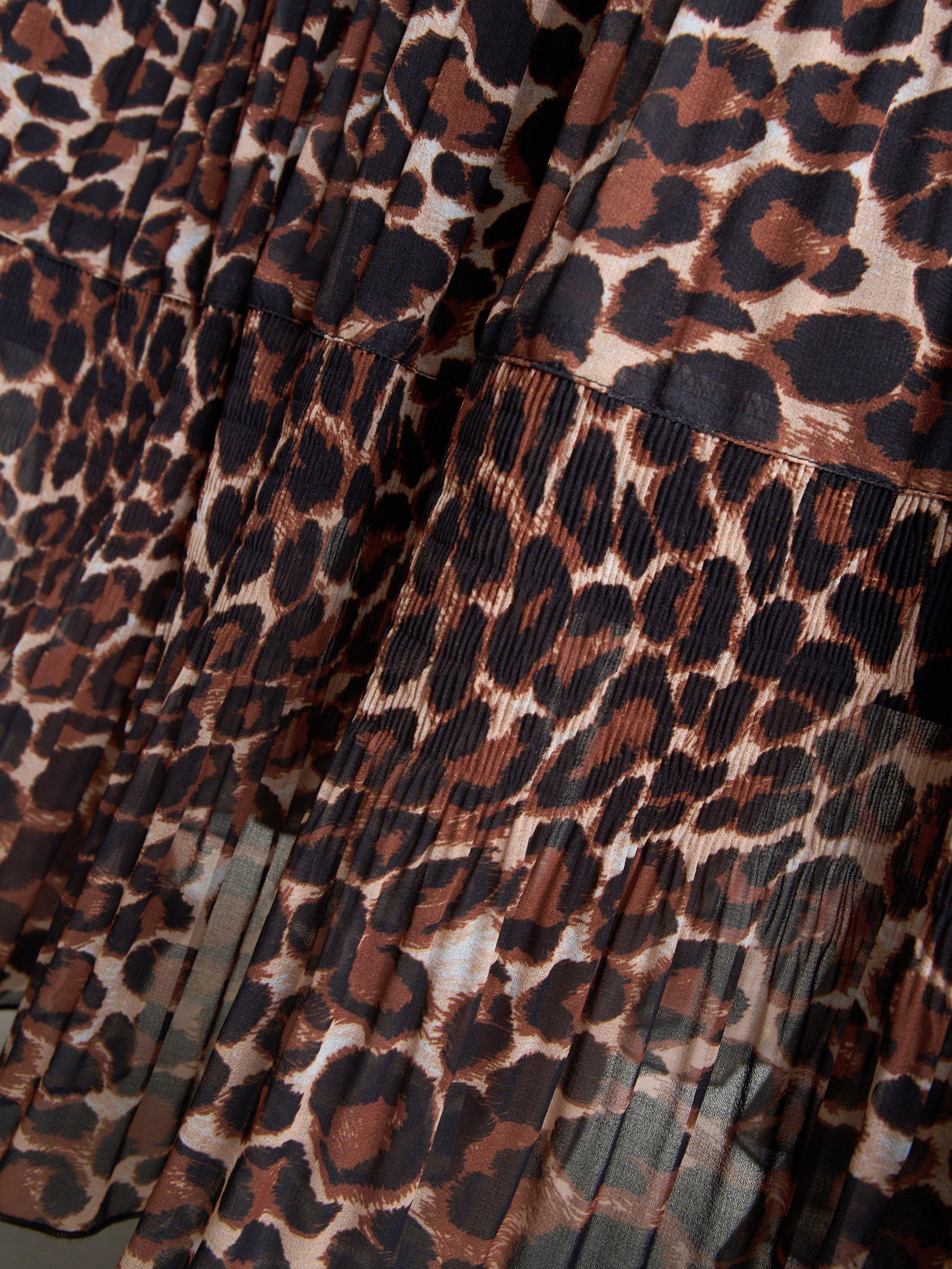 Product image 6 of 7, which shows Gina Bacconi Leopard Print Maxi Skirt, Brown, M